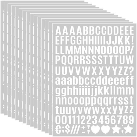 15 Sheet Small Letter Stickers - 1/2 Inch White Vinyl Self Adhesive ...