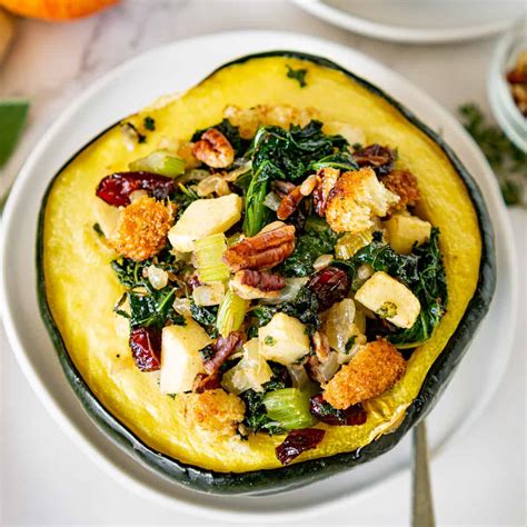 Vegan Stuffed Acorn Squash - Vegan Thanksgiving Dish - Vegan Blueberry