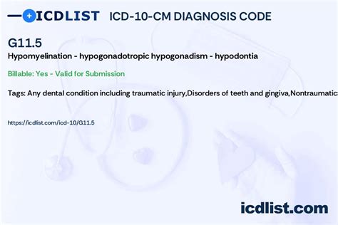 ICD-10-CM Diagnosis Code G11.5 - Hypomyelination - hypogonadotropic ...