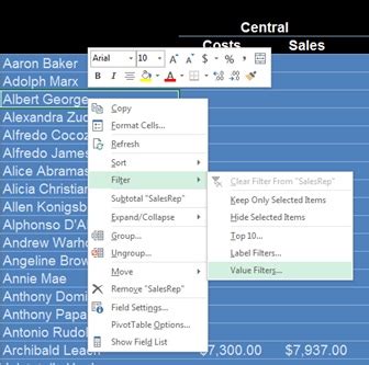 Image result for Filter PivotTable Values Macro