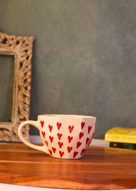 Buy WEAVING HOMES Heart Mugs Handcrafted 220 ML (Set of 1) - Mugs ...