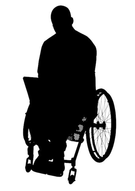 Silhouette of a man in a wheelchair vector illustration in flat style ...