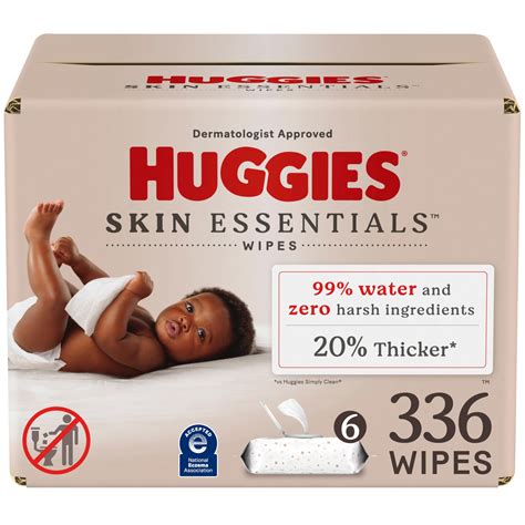 Huggies Skin Essentials Baby Wipes, Hypoallergenic, 99% Water, 6 Flip ...