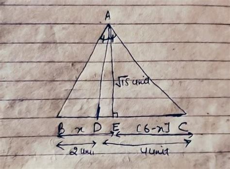The angle bisector bisects the opposite side into the two lengths, 2 ...