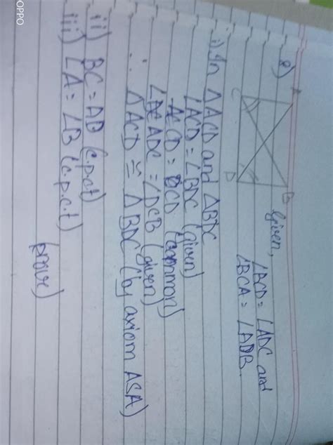 in the given figure angle BCD is equal to angle ADC and angle ACB is ...