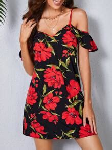 SHEIN Floral Print Cold Shoulder Dress | SHEIN USA