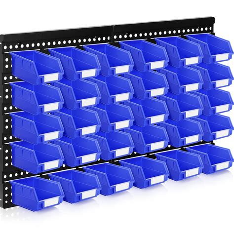 30 Pack Wall Mounted Storage Bins Plastic Hanging Parts Rack 5 x 4 x 3 ...