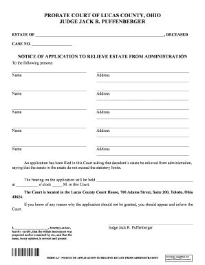 Fillable Online PROBATE COURT OF LUCAS Fax Email Print - pdfFiller