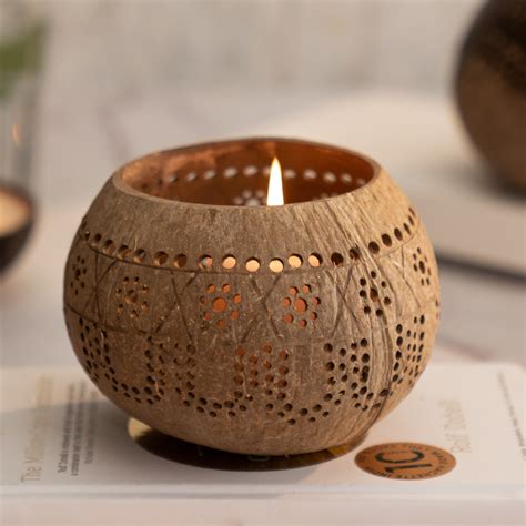 Buy Eco-friendly Coconut Shell Tealight Holder I Tropical Online On Zwende