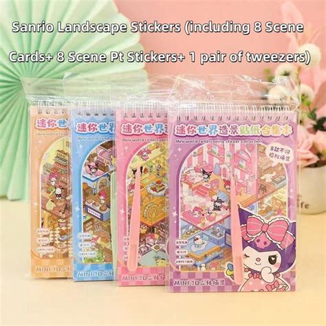 Sanrio Sanrio 8 Pattern (16pcs + Tweezer) Scene Building Sticker Book ...