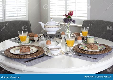 Dining Table Laid For Breakfast Royalty Free Stock Photography - Image ...