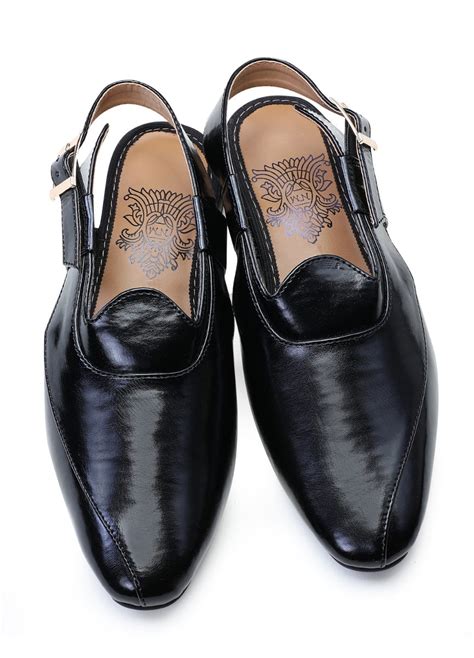 Black Handcrafted Semi-Leather Sandals – KORANM