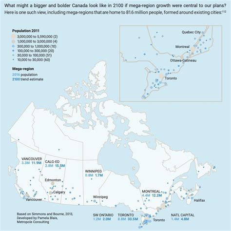 Population by cities in Canada in 2100 - Maps on the Web