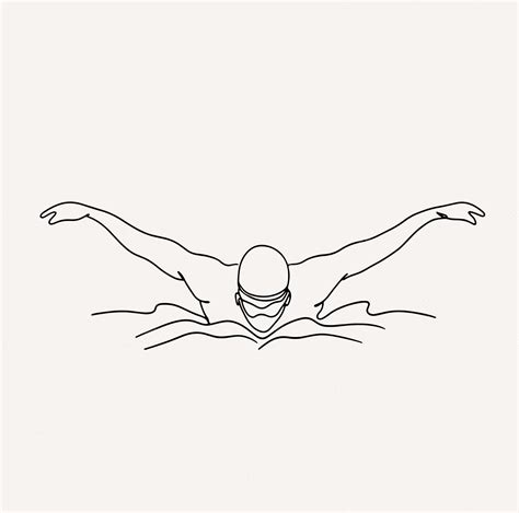 Minimalist swimmer line art art sport print swimming human sketch ...