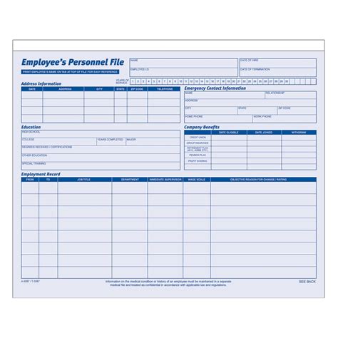 Adams Employees Personnel File Folder, Heavy Card Stock, 11-3/4 x 9-1/2 ...