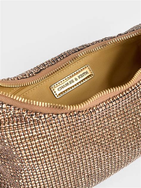 Crystal-Embellished Two-Way Bag - Gold - CHARLES & KEITH IN