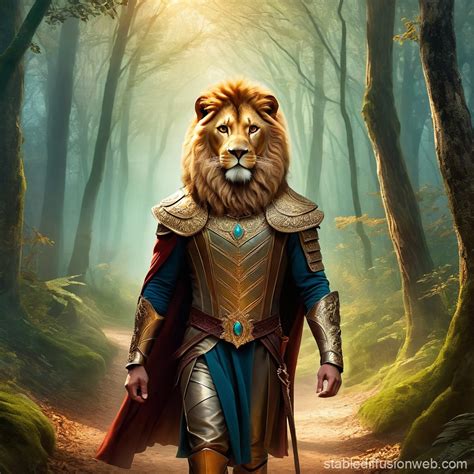 Spanish Man Wears Lion Mask in Woods | Stable Diffusion Online
