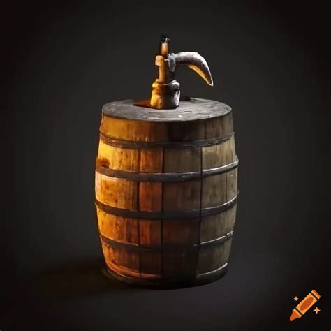 Leaking spigot on a medieval barrel