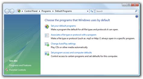 Image result for Default Programs Control Panel Win 10