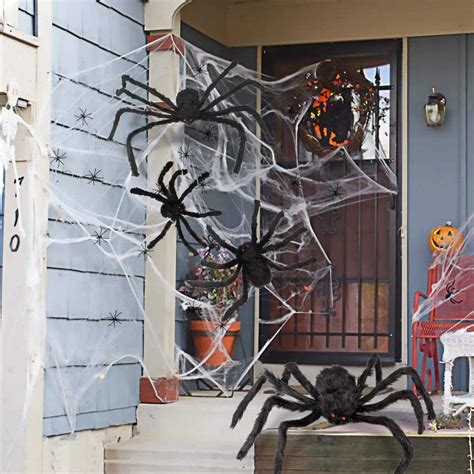 Halloween Spider Decorations 200" Halloween Spider Web + 59" Giant