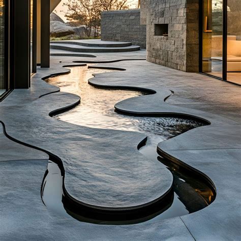 Organic Stone Patio Design: Creative Water Features with Stone Material ...