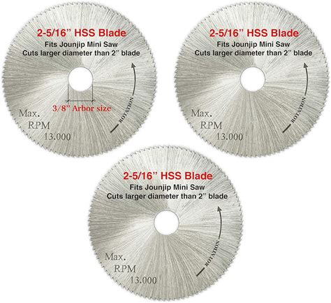 JOUNJIP 3 Pack 2 516 x 100T x 38 HSS Saw Blades -for Mini India | Ubuy