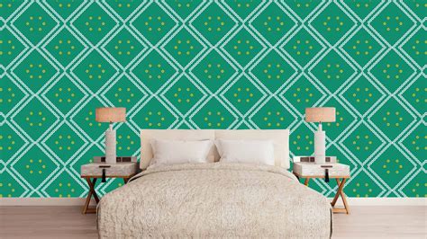 Green Diamond Pattern Wallpaper – Myindianthings