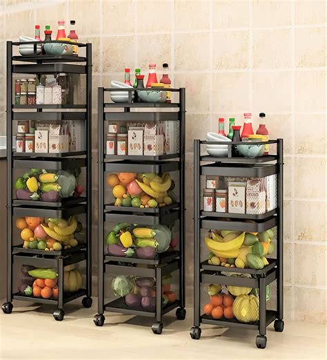 Privesh Plastic-Stainless Steel Fruit & Vegetable 4 Stand Kitchen ...