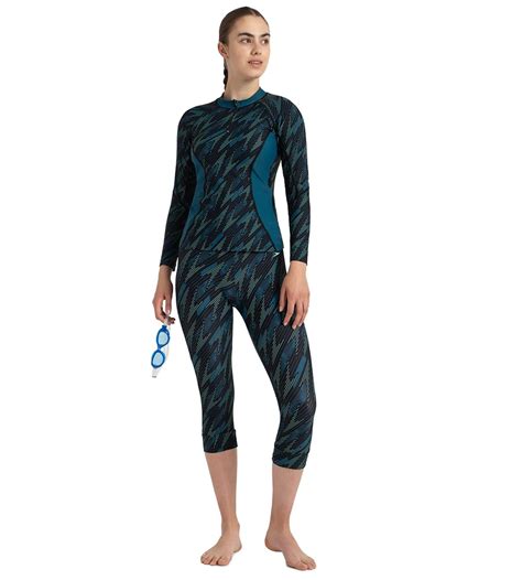 Buy Speedo Women's Hyperboom Print Long Sleeve Suntop - Black, Dark ...