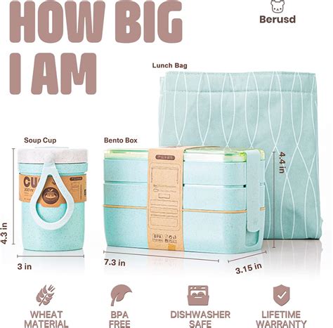 Buy Berusd Bento Box Lunch Box Set for Kid Adults Stackable 3 Layer ...