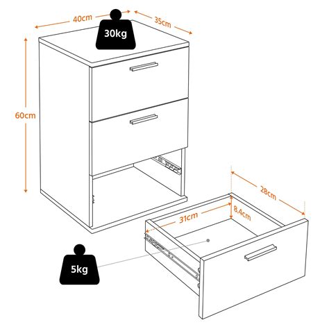 Yaheetech White Bedside Table, Chest of 3 Drawer, Bedroom Storage Side ...