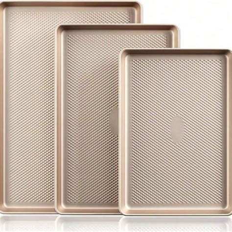 XUELING Diamond-Texture Baking Sheet Pan Set, Non-Stick Cookie Sheets ...