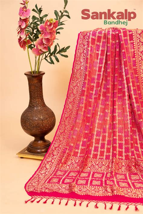 Pink Banarasi Georgette Bandhani Dupatta – SankalpBandhejstore