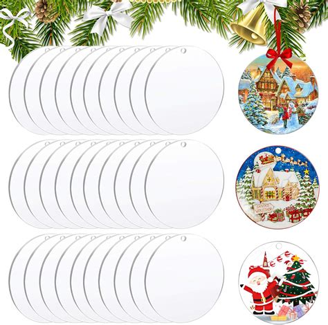 Amazon.com: Acrylic Ornaments Blanks, 30pc Clear Round Plastic Acrylic ...
