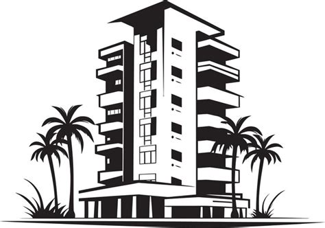 Detailed vector art of a highend condominium house reflecting modern ...