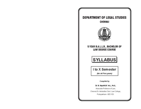 5 Year B.A.LL.B. Syllabus: Core Subjects and Exam Portions Guide - Studocu