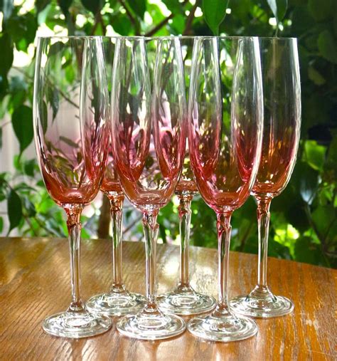 Vintage Iridescent Pink Champagne Flutes - Elegant Toasting Glasses ...