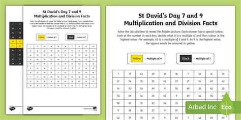 St David's Day 7 and 9 Multiplication and Division Facts