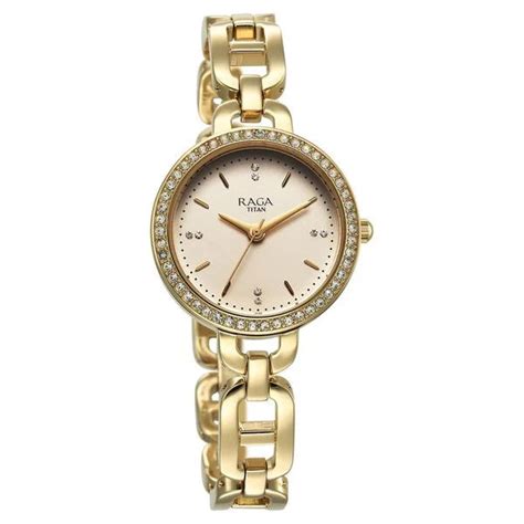 Titan Raga Showstopper Quartz Analog Golden Dial Metal Strap Watch For ...