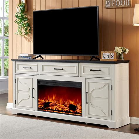 Amazon.com: AMERLIFE 70" Farmhouse Fireplace TV Stand, Entertainment ...
