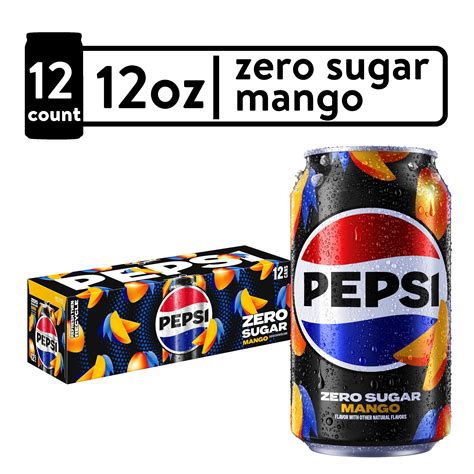 Pepsi Zero Sugar Mango Flavored Soda, 12 fl oz, 12 Pack Cans - Walmart.com