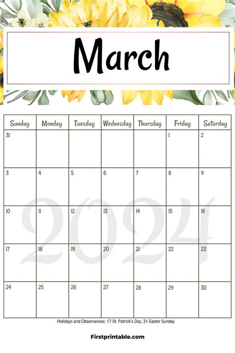 Printable editable fillable march calendars 2024 2025 – Artofit