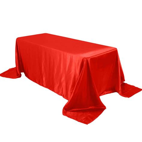 Satin Rectangle Tablecloth 90"x132" Red by TableclothsFactory.com