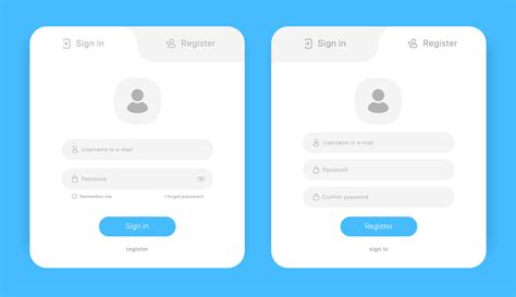 conjunto de formularios de registro e inicio de sesión. página de ...