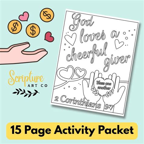 GOD LOVES a Cheerful Giver, Bible Verse, Coloring Pages, 2 Corinthians ...