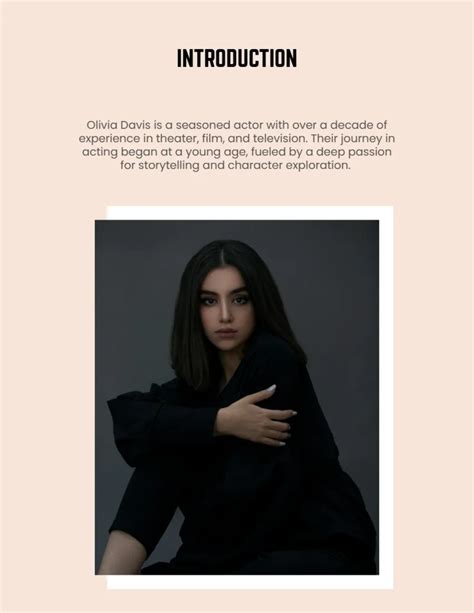 Free Acting Portfolio Template to Edit Online