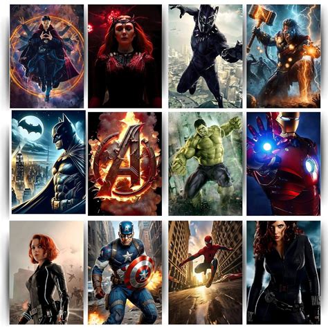 Posters Inc Set of 12 Marvel Heroes Posters for Wall, Home Decoration ...