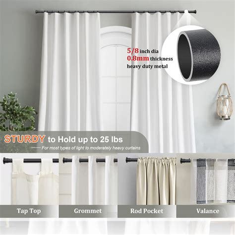 Snapklik.com : Curtain Rods For Windows 48 To 93” - 5/8 Inch Heavy Duty ...