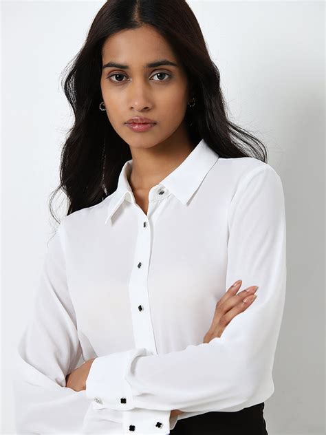 Buy Wardrobe White Solid Shirt from Westside