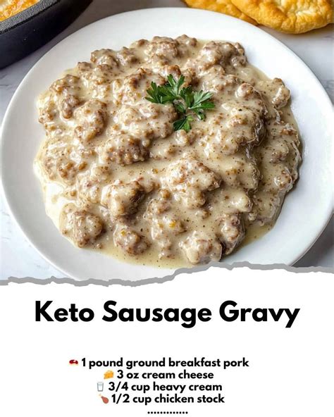 Keto Sausage Gravy 🍳 🥩 1 pound ground breakfast pork 🧀 3 oz cream ...